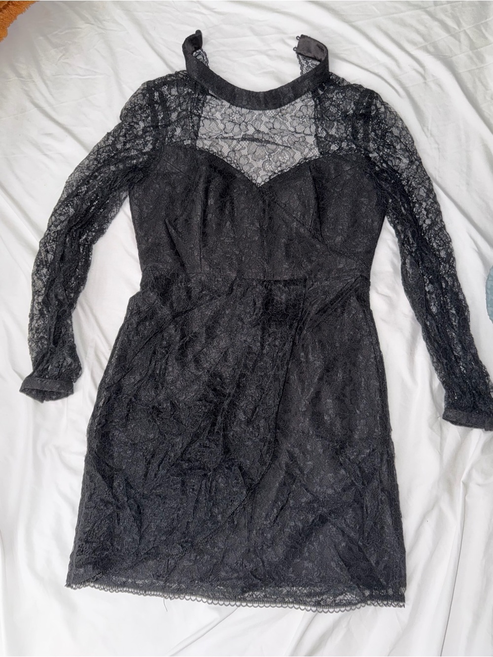 Forever New Black Lace Long-Sleeve Cocktail Dress